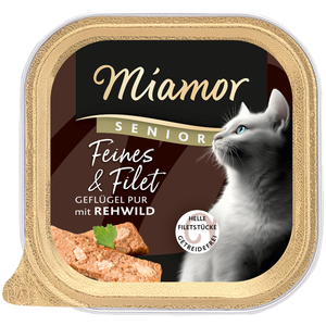 16x100g Miamor Feines & Filet Senior volaille pure et chevreuil Pâtée pour chat pas cher