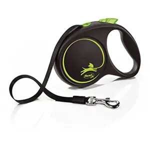 Flexi, Laisse Modèle Black Design, Version Sangle, Forme Moderne et Ergonomique, Système de Guidage perfectionné, Laisse à Enrouleur, Made in Germany, Black/Green, M - 5m pas cher