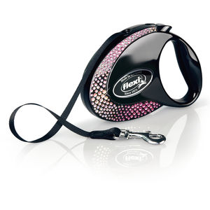 flexi Glam Composition Laisse rétractable avec cristaux Swarovski Noir Taille M 25 kg/5 m pas cher