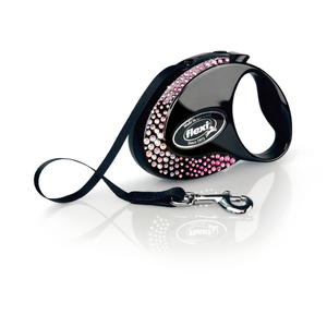 flexi Glam Composition Laisse rétractable avec Cristaux Swarovski Noir Taille S 12 kg/3 m pas cher
