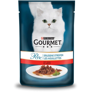 Purina 26x85g Gourmet Perle Les aiguillettes de boeuf - Pâtée pour chat pas cher
