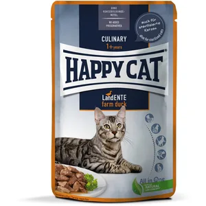 12x85g Meat en sauce canard fermier Happy Cat - Pâtée pour chat pas cher