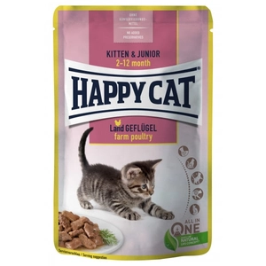 Happy Cat 70616 - Young Meat in Sauce Kitten & Junior Land Volaille - Nourriture humide pour chat à partir du 2 au 12 mois - Pouch 85 g pas cher
