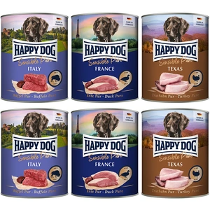 Happy Dog Sensible Pure 6 x 800 g pour chien - lot mixte (pure dinde, ... pas cher