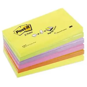 Post-it Z-notes 76 x 127 mm - 100 feuilles - Coloris Neon- Lot de 6 pas cher