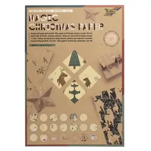 Bloc de papier à motifs - FOLIA - Papier kraft Christmas - Motifs anim... pas cher