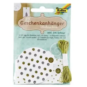 folia 12 étiquettes cadeaux kraft thème Noël + ficelle pas cher