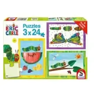 Schmidt Spiele Raupe-Kokon-Schmetterling, 3x24 Teile (Puzzle): Kinderpuzzle Die kleine Raupe Nimmersatt 3x24 Teile pas cher