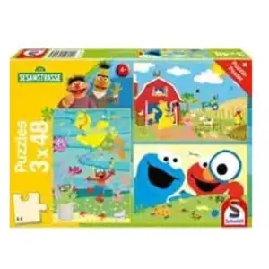 Schmidt Spiele Tierisch stark, 3x48 Teile: Kinderpuzzle Sesamstraße pas cher