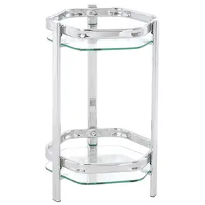 Haku möbel 60206 console pour porte plantes tube d'acier/verre trempé chromé pas cher
