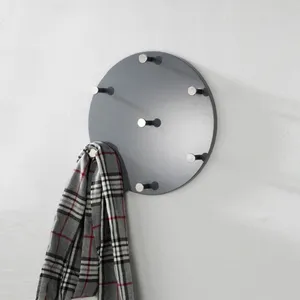 Patère Murale - Kelly - Ronde 35cm - Gris - MDF & Acier - Contemporain Design pas cher