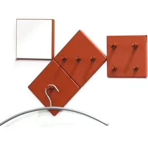 HAKU Möbel lot de patères rouge, métal, miroir - Dim.: L 15 cm x H 15 cm x P 6 cm, Style: ModernVendu pargalaxus