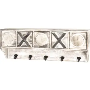 HAKU Möbel garderobe murale vintage, bois massif, métal - Dim.: L 65 cm x H 25 cm x P 15 cm, Style: Industrial pas cher