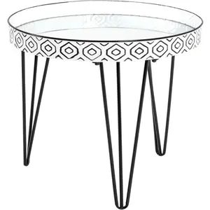HAKU Möbel table basse noir, blanc, métal, miroir - Dim.: H 46 cm x Ø 65 cm, Style: Art Deco pas cher