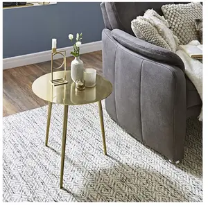 HAKU Möbel table d'appoint or, métal - Dim.: H 45 cm x Ø 45 cm, Style: Art Deco pas cher