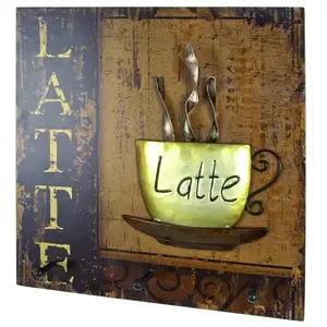 Comparateur de prix : HAKU Möbel garderobe murale motif, vintage, MDF, métal - Dim.: L 40 cm x H 40 cm x P 7 cm, Style: Industrial