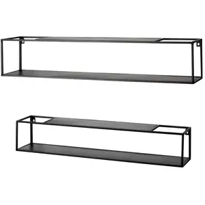 HAKU ENJOY YOUR HOME APPRECIEZ VOTRE INTERIEUR Lot De 2 étagères Murales Noir - Paris Prix - 85cm - Métal - Salon - Mat pas cher