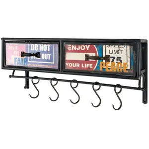 HAKU Möbel garderobe murale vintage, métal - Dim.: L 77 cm x H 34 cm x P 24 cm, Style: Industrial pas cher