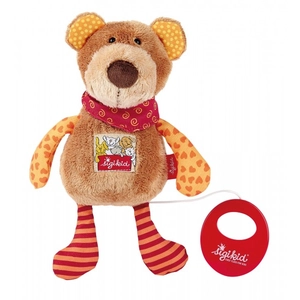 sigikid, Fille et Garçon, Peluche Musicale, Peluche Ours, Red Stars Collection, Marron, 40357