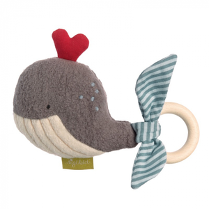 Sigikid - Hochet avec anneau en bois - Baleine - à partir de 3 mois pas cher