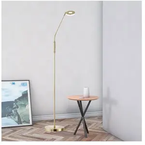 Fischer & Honsel Lampadaire Dent 40109-1 LED 6 W, Lampe de Salon - Couleur laiton mat - 3 niveaux CCT - Intensité variable en continu - Bras flexible - 23 x 23 x 150 cm (L x l x h)Vendu parbol