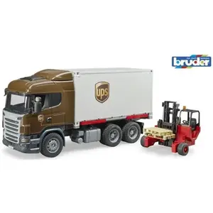 Bruder Scania camion UPS avec chariot élévateur 2 pièces pas cher