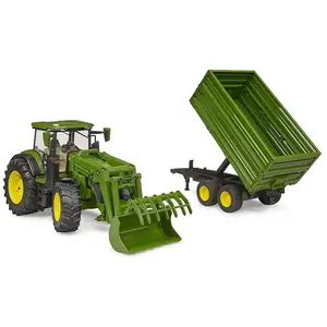 Tracteur John Deere 7R avec chargeur avant et remorque tandem - BRUDER