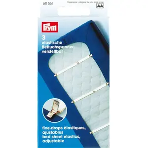 Prym 3 Lakenspanners elastisch 18mm wit. MAX. 1.40 METER.Vendu parbol