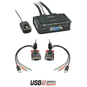 Lindy Switch KVM VGA USB audio 2 ports, compact