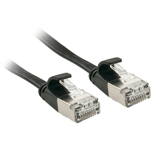 LINDY Câble réseau Plat Cat.6A U/FTP, Câble rj45, Noir, 0,3m