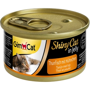 6x70g GimCat ShinyCat en gelée thon, poulet - Pâtée pour chat pas cher