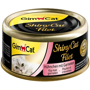 GimCat ShinyCat 6 x 70 g Boîtes pour chat - poulet, crevettes pas cher
