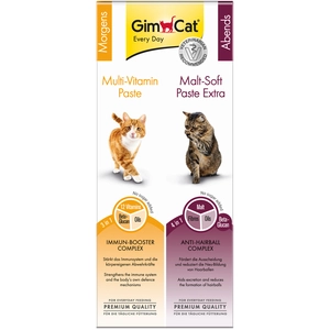 Lot GimCat Pâte multivitaminée + Pâte au malt pour chat - 2 x 50 g pas cher