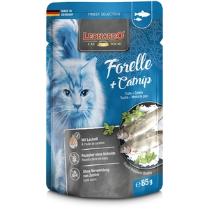 16x85g Finest Selection truite, menthe à chat Leonardo - Pâtée pour chat pas cher