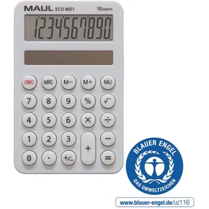 MAUL Eco MD 1 Calculatrice solaire avec 10 chiffres et 5 fonctions, ca...