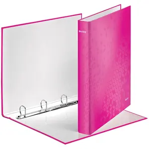Leitz Wow Gelamineerde Ringband - 4-rings - Rugbreedte van 40mm - Roze pas cher