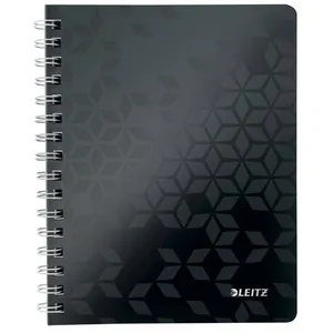 Cahier Leitz - 46380095 - , Cahier a spirales A4 PP quadrille, 160 pages 80g/m, WOW, Noir, pas cher