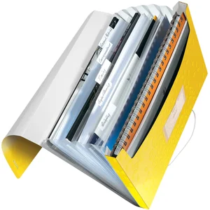 LEITZ CLASSEUR MÉNAGER A4 À 6 COMPARTIMENTS, FERMETURE ÉLASTIQUE, JAUN pas cher