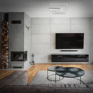 BRILONER - Plafonnier LED à intensité variable en 3 étapes, fonction mémoire, couleur claire, blanc chaud, plafonnier LED angulaire, couleur aluminium, 570 x 480 mm pas cher