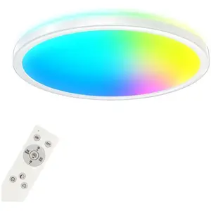 Comparateur de prix : Briloner - Lampe de plafond LED intelligente, couleurs vives RVB, effe...