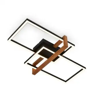 Briloner - Plafonnier led, noir, avec bois, LED/33W pas cher