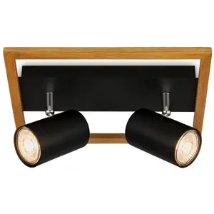 Comparateur de prix : Briloner - Spot, noir, avec bois, sans 2xGU10/max. 9W