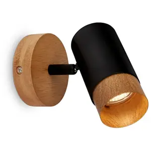 Briloner Spot, noir, avec bois, sans 1xGU10/max.9W pas cher