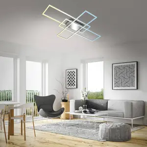 Briloner - Roami led Plafonnier, Variable, télécommande, fonction mémoire, fonction veilleuse, noir, 104 x 71 x 9,5 cm pas cher