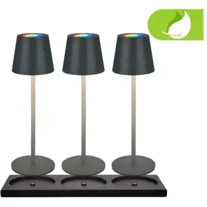 Briloner Cilano Set de 3 lampes de table LED RGBW sans fil IP44, varia... pas cher