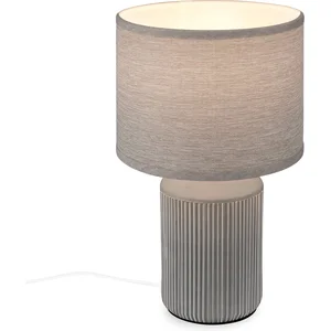 BRILONER - INO - Tafellamp - met stoffen kap & keramiek voet - bedlamp slaapkamer - Ø22 x 37,5 cm - grijs pas cher