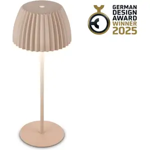 B.K.LICHT Briloner Champ Lampe de table led sans fil IP44, variateur, tactile, batterie, German Design Award Winner 2025, beige, Ø14,5 x 36,5 cm