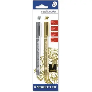 Staedtler - 8323-sbk2 - blister 2 marqueurs métallique - or argent pas cher