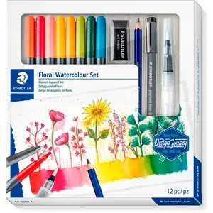 STAEDTLER 61 3001-1 Design Journey Lot de 12 aquarelles Motif floral pas cher