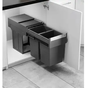 Hailo Einbau-Abfallsammler PROFI-TANDEM4.0 dunkelgrau, 2x13l, Vollauszug, Poubelle, Gris pas cher